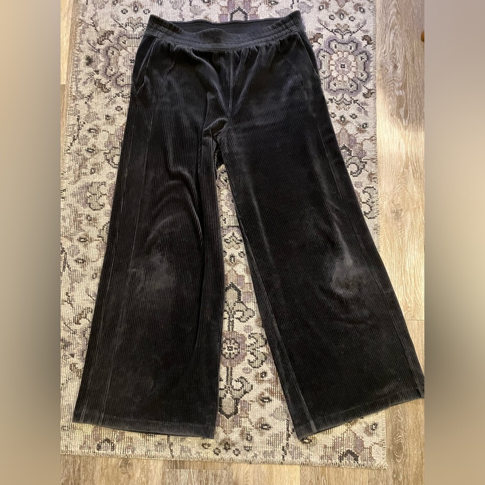 Black velvet corduroy lululemon wide leg pants